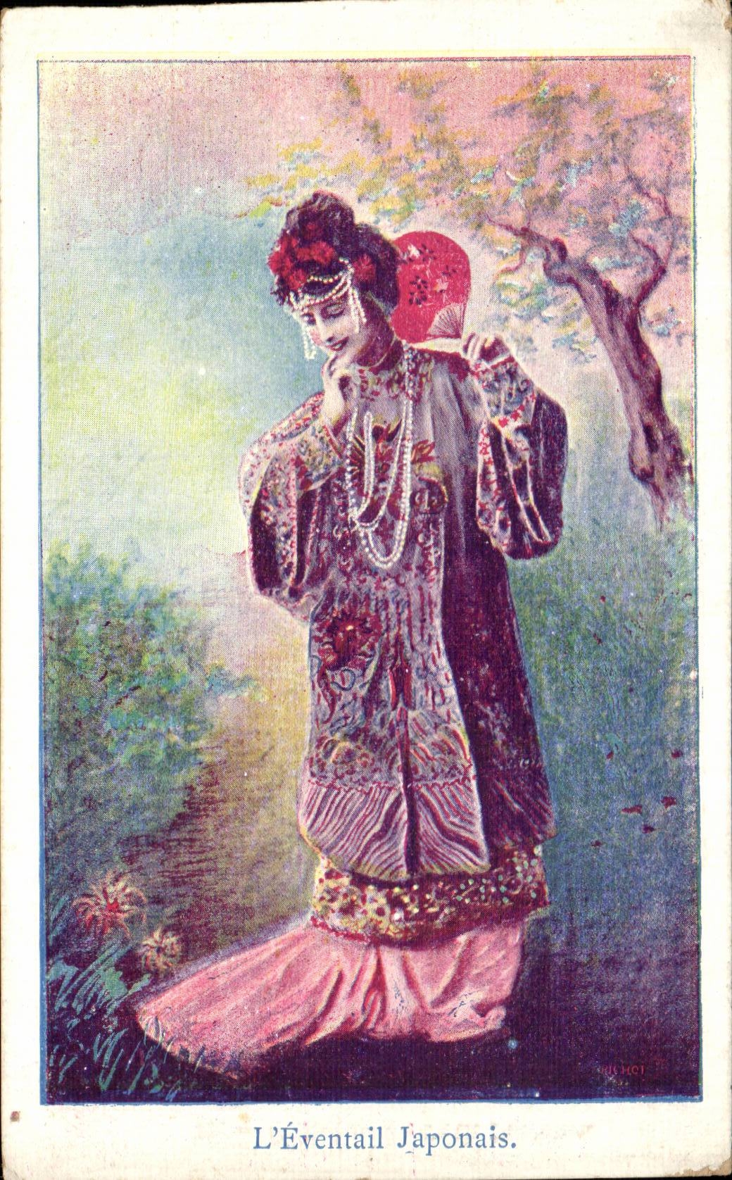 CPA Fantaisie L'eventail japonais Japan Nippon Japon