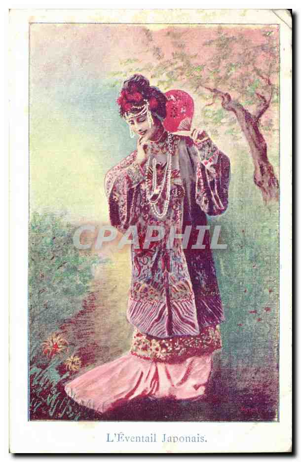CPA Fantaisie L'eventail japonais Japan Nippon Japon