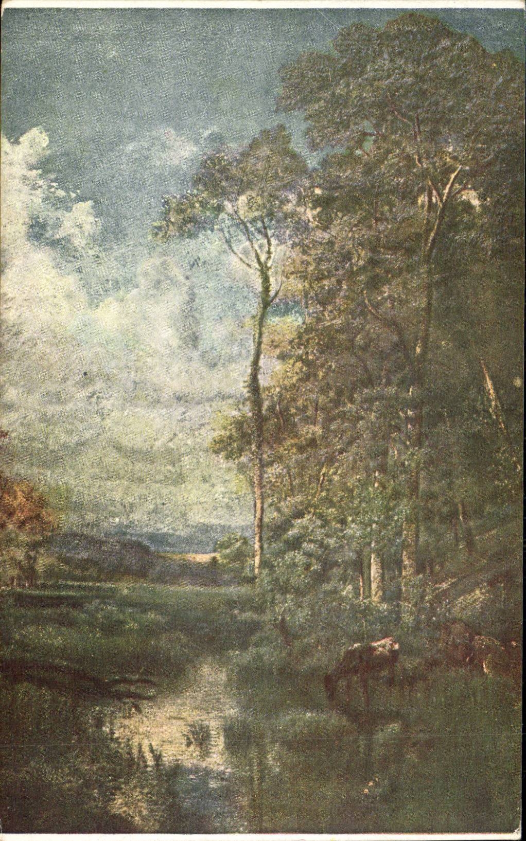 CPA Fantaisie Le soir Jules Dupre Musee du Louvre Paris