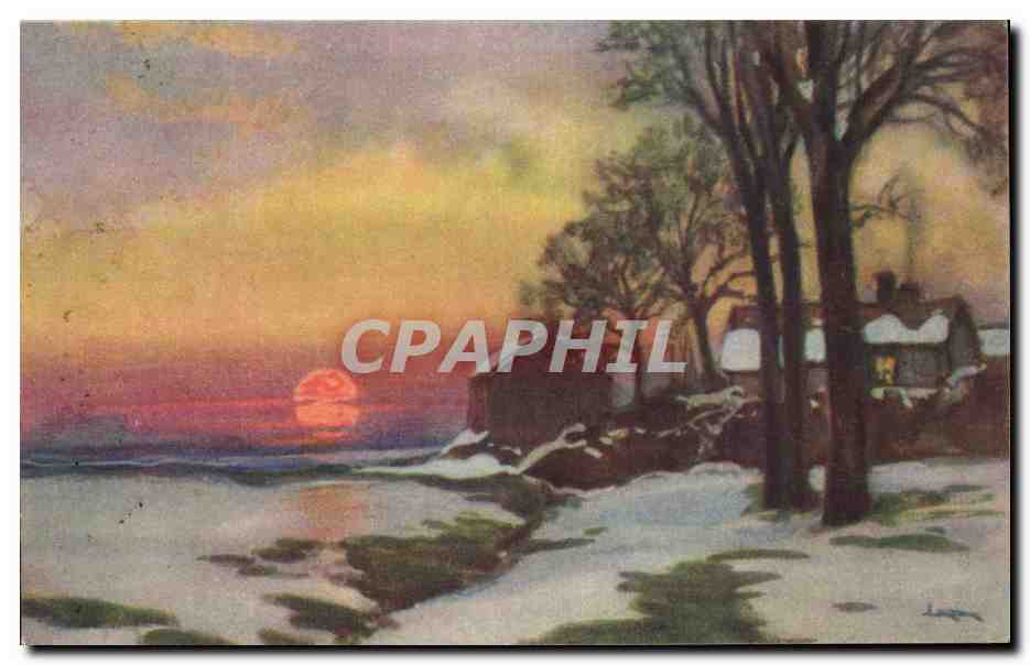 CPA Fantaisie Paysage sous la neige