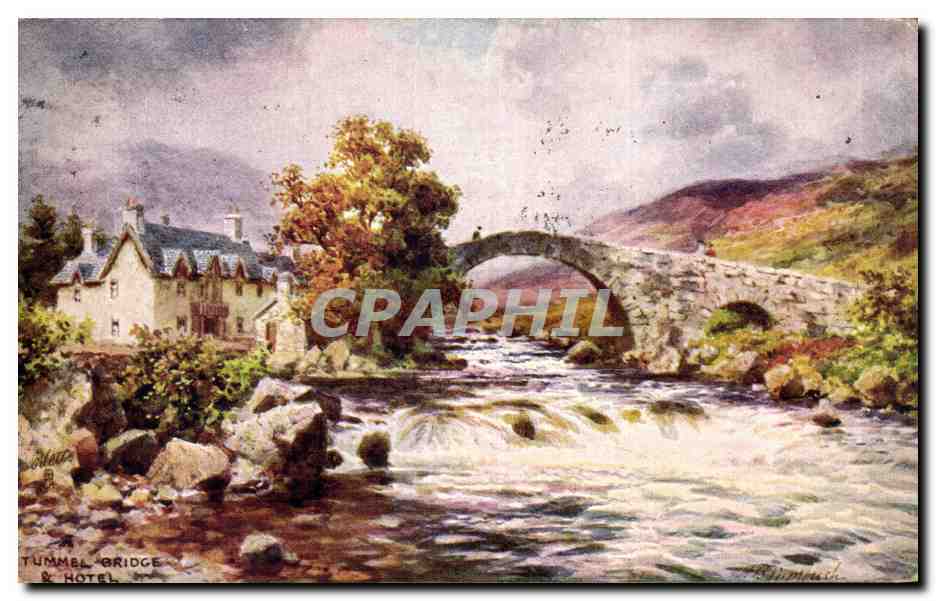 CPA Fantaisie Paysage de campagne Tummel bridge & hotel