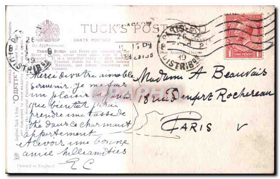 CPA Fantaisie Paysage de campagne Tummel bridge & hotel — Verso