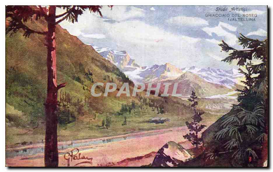CPA Fantaisie Paysage Ghiacciaio Roseg Valtellina