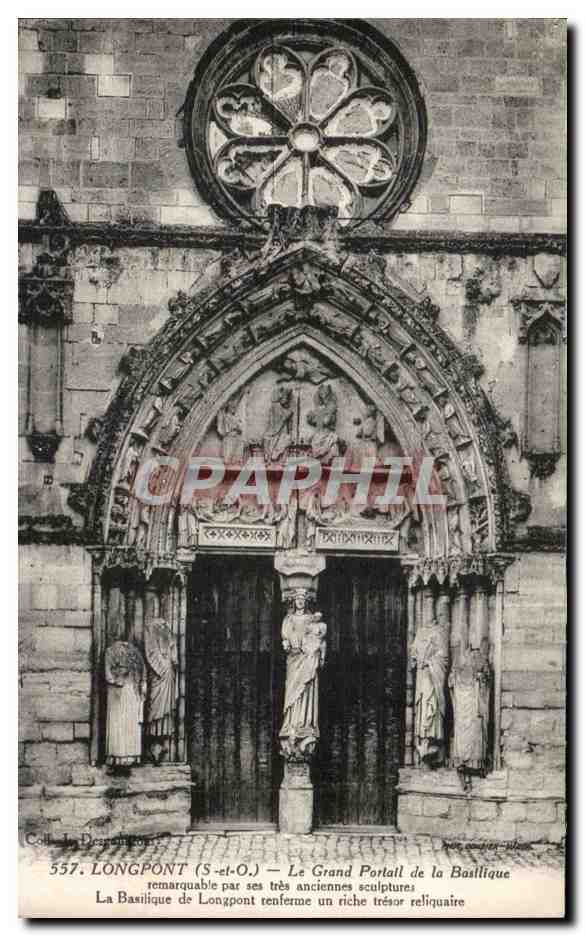 Longpont CPA le grand portail de la basilique