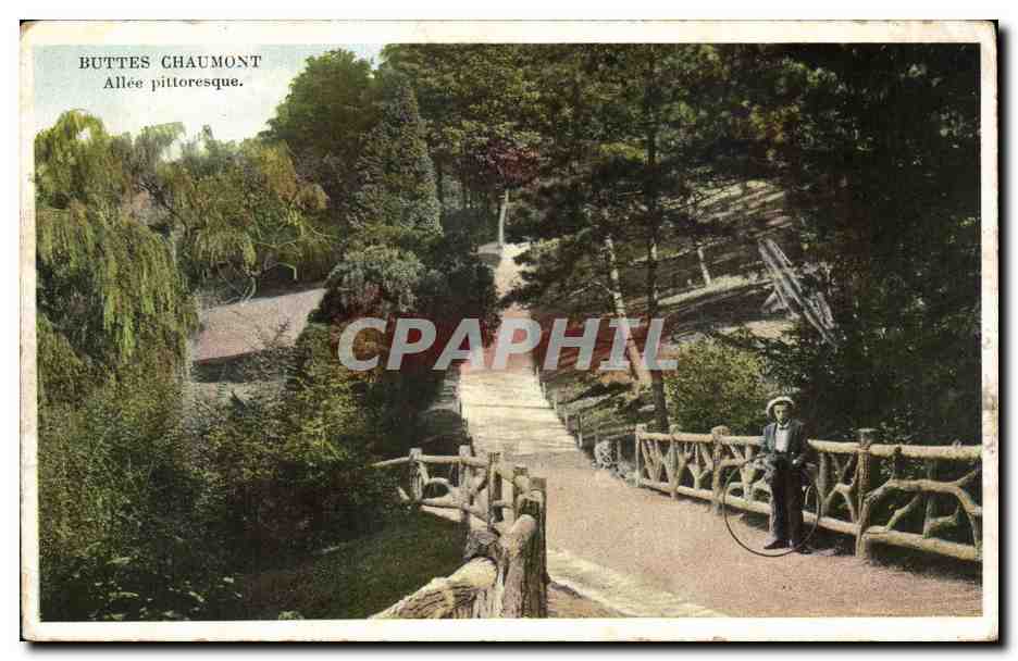CPA Paris Buttes Chaumont Allee pittoresque
