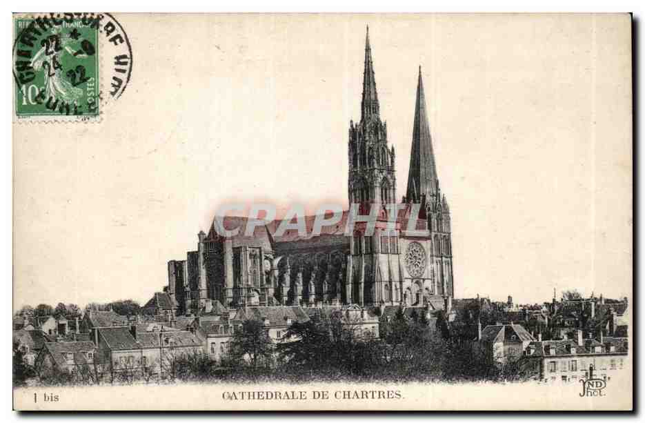 Cathédrale de Chartres — vue panoramique — JND, impr. Chartres