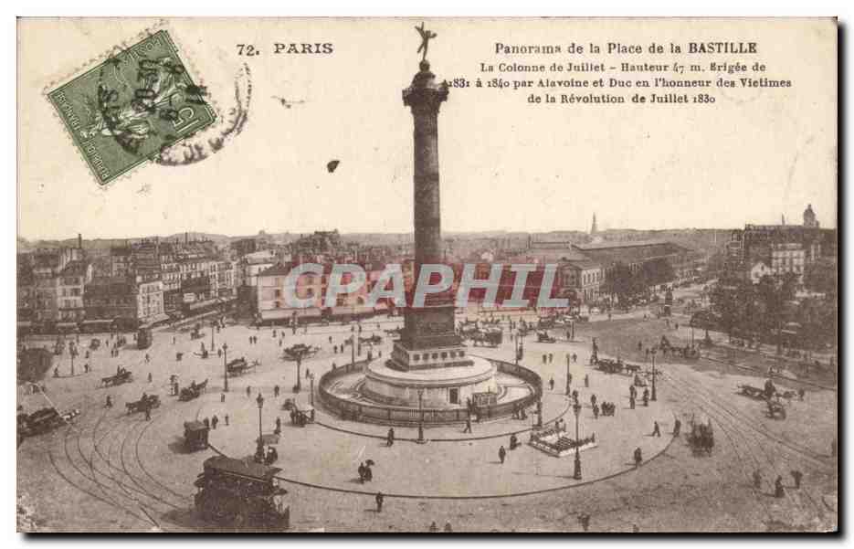 Paris CPA Panorama de la place de la Bastille Colonne de Juillet