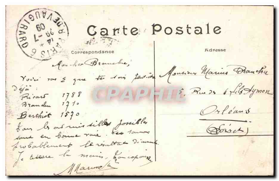 Paris CPA Le penseur par rodin profil — Rückseite