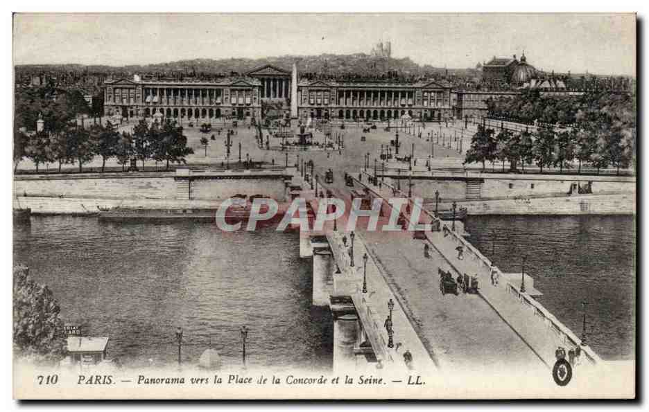 Paris CPA Panorama vers la place de la concorde et la Seine