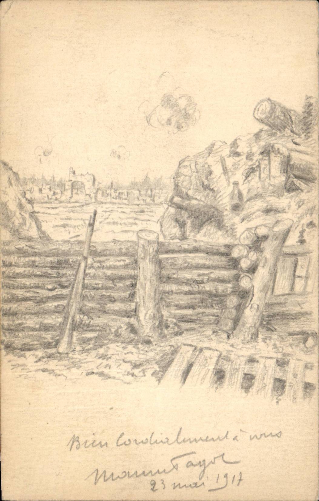 CPA FAntaisie Dessin original 1917