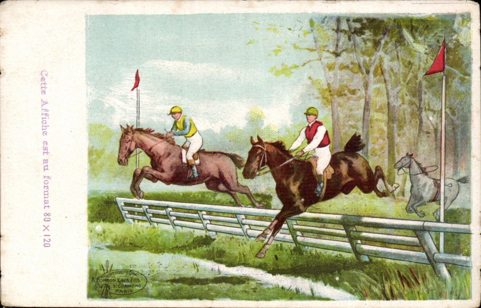 Courses d'obstacles — reproduction d'affiche — A. Pomeon & Cie Fils, Sichamond, Paris