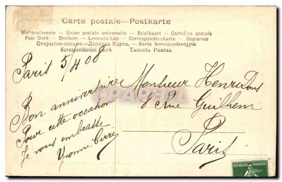 CPA Fantaisie Cheval Horse TRop tard  — Rückseite