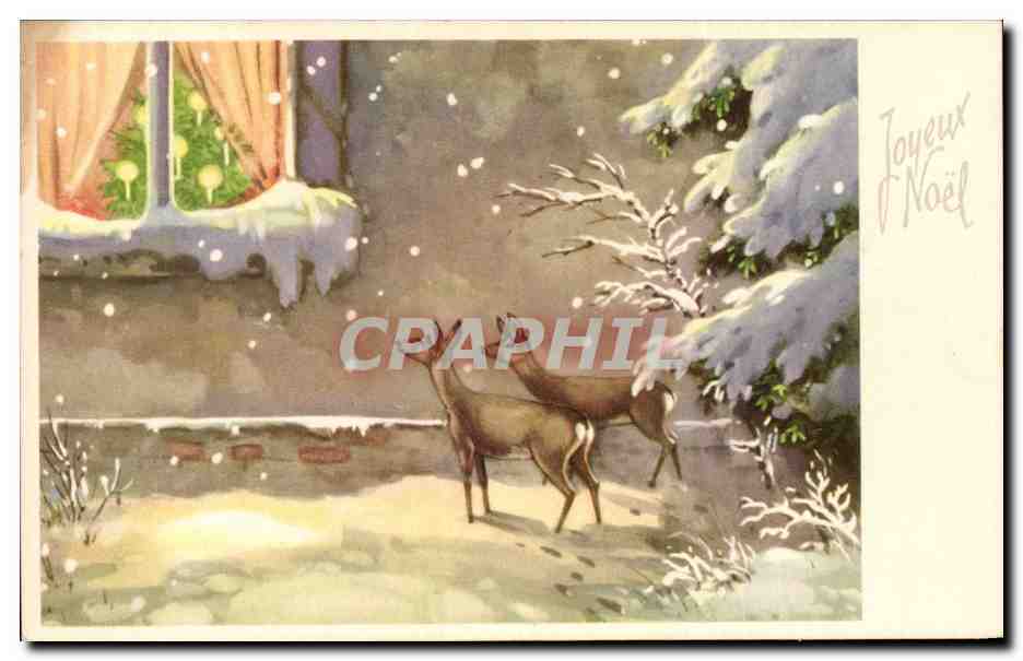 CPA Fantaisie Biches Joyeux Noel
