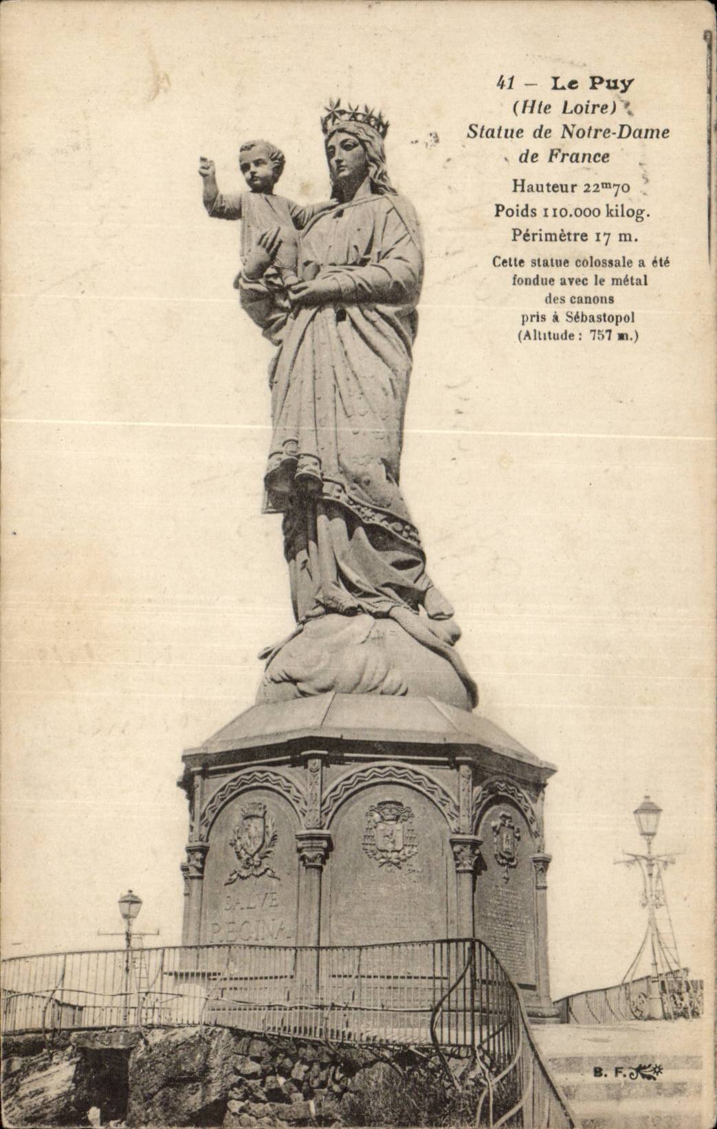 Le Puy (Hte Loire) — Statue de Notre-Dame de France — B. F. éditeur