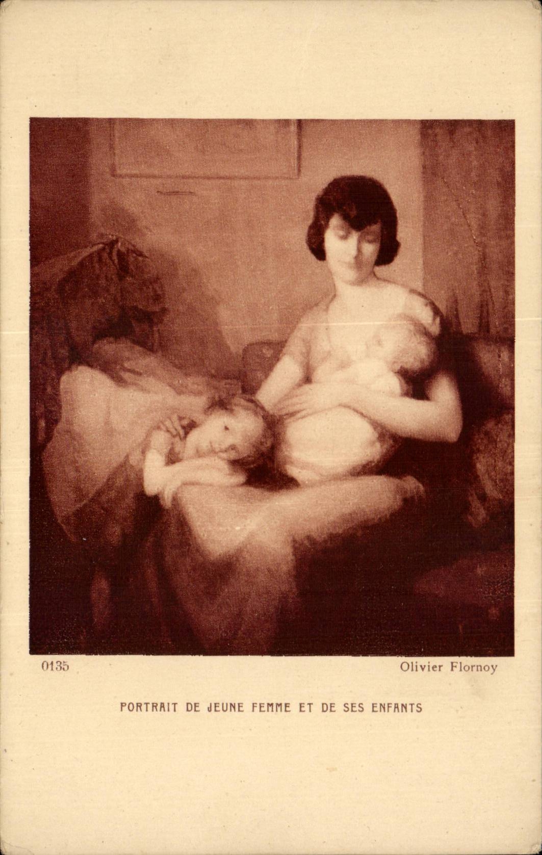 Portrait de jeune femme et de ses enfants — Olivier Flornoy — n° 0135