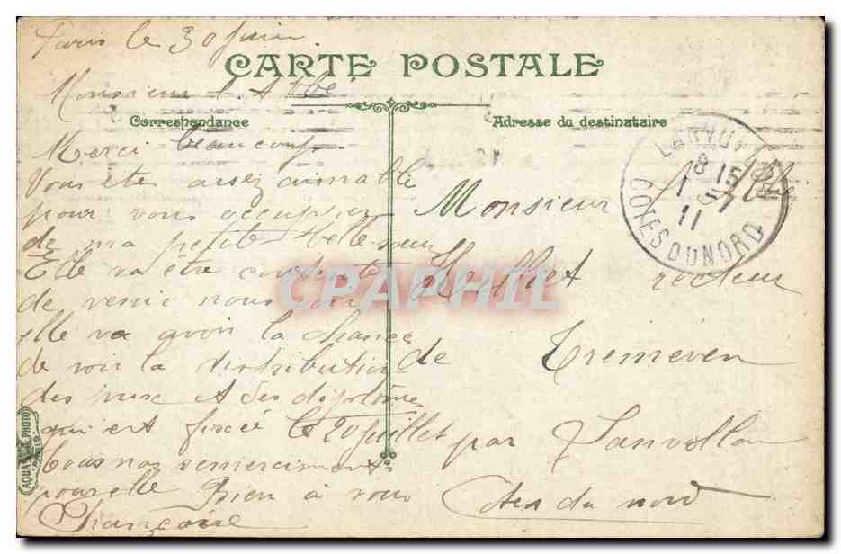 Paris CPA Vue generale sur Notre Dame — Rückseite
