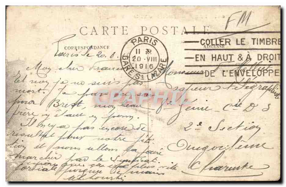 Paris CPA Hotel de ville — Rückseite