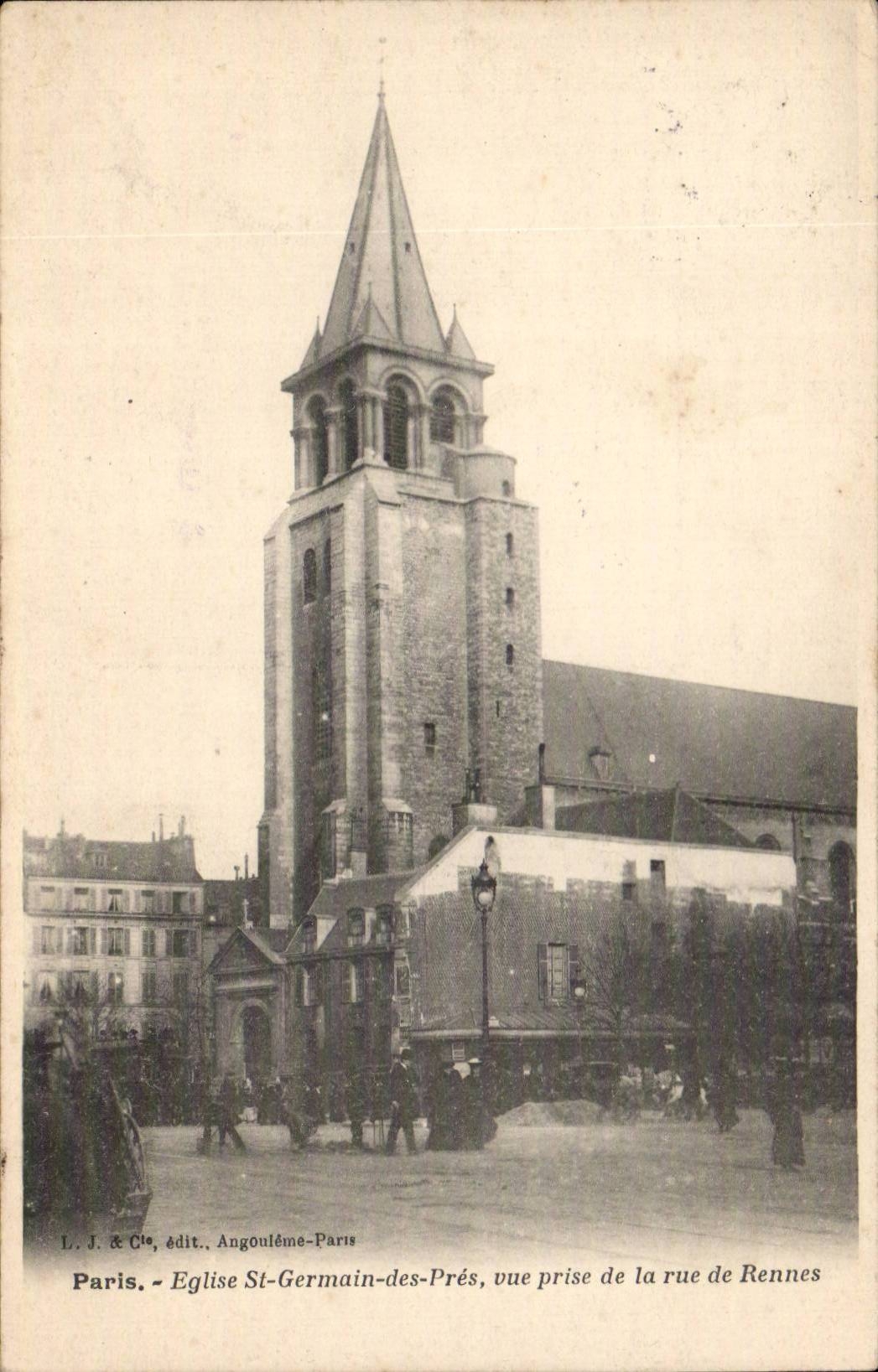 Paris CPA Eglise St GErmain des Pres Vue prise de la rue de Rennes