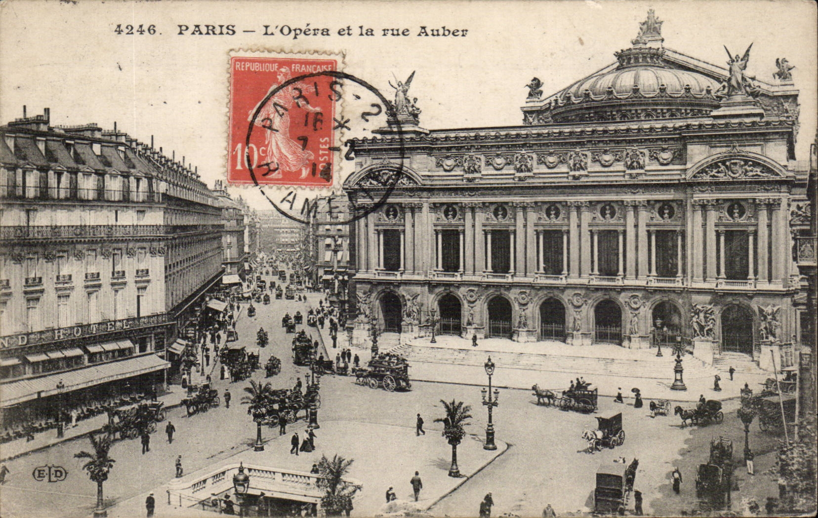 Paris CPA L' Opera et la rue Auber