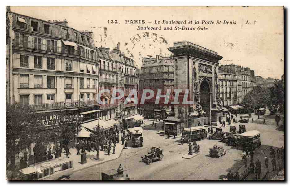 Paris CPA Le boulervard et la porte St denis 