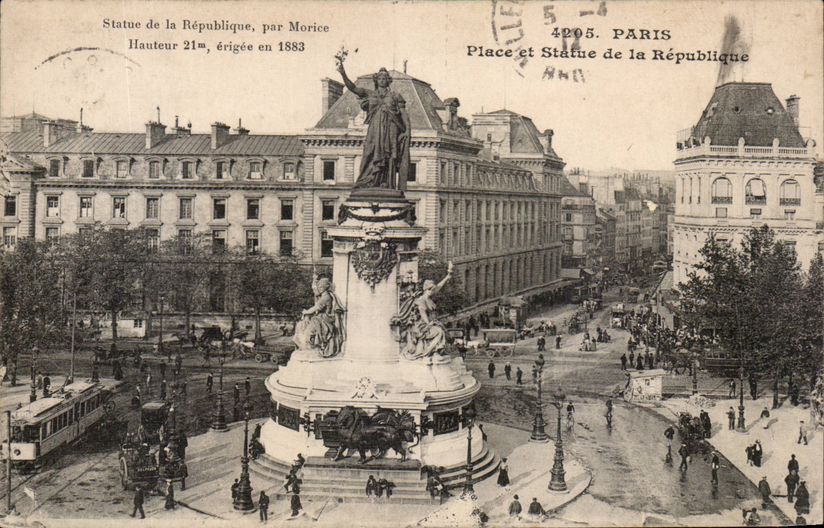 Paris CPA Place et statue de la Republique
