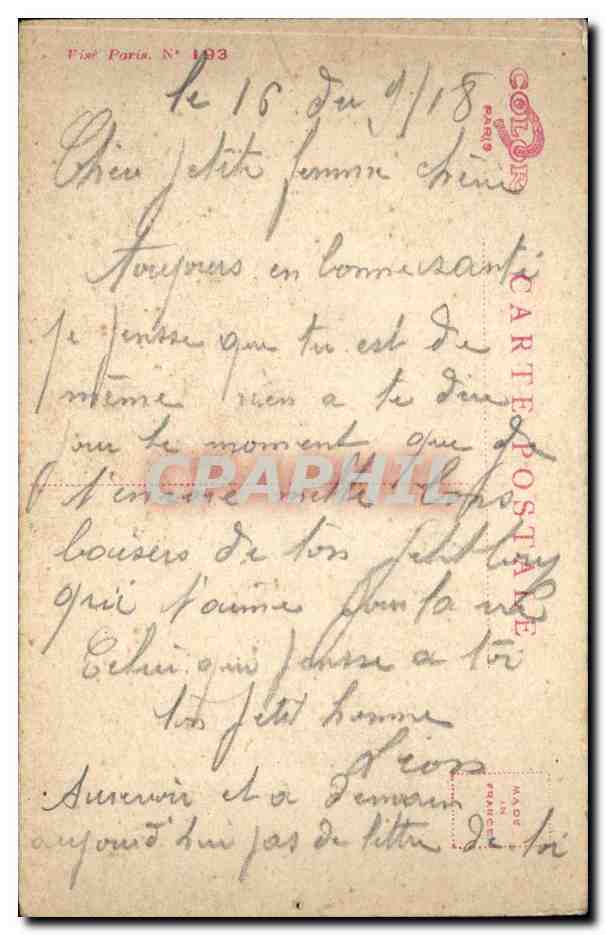 CPA Enfant Fillette  — Rückseite