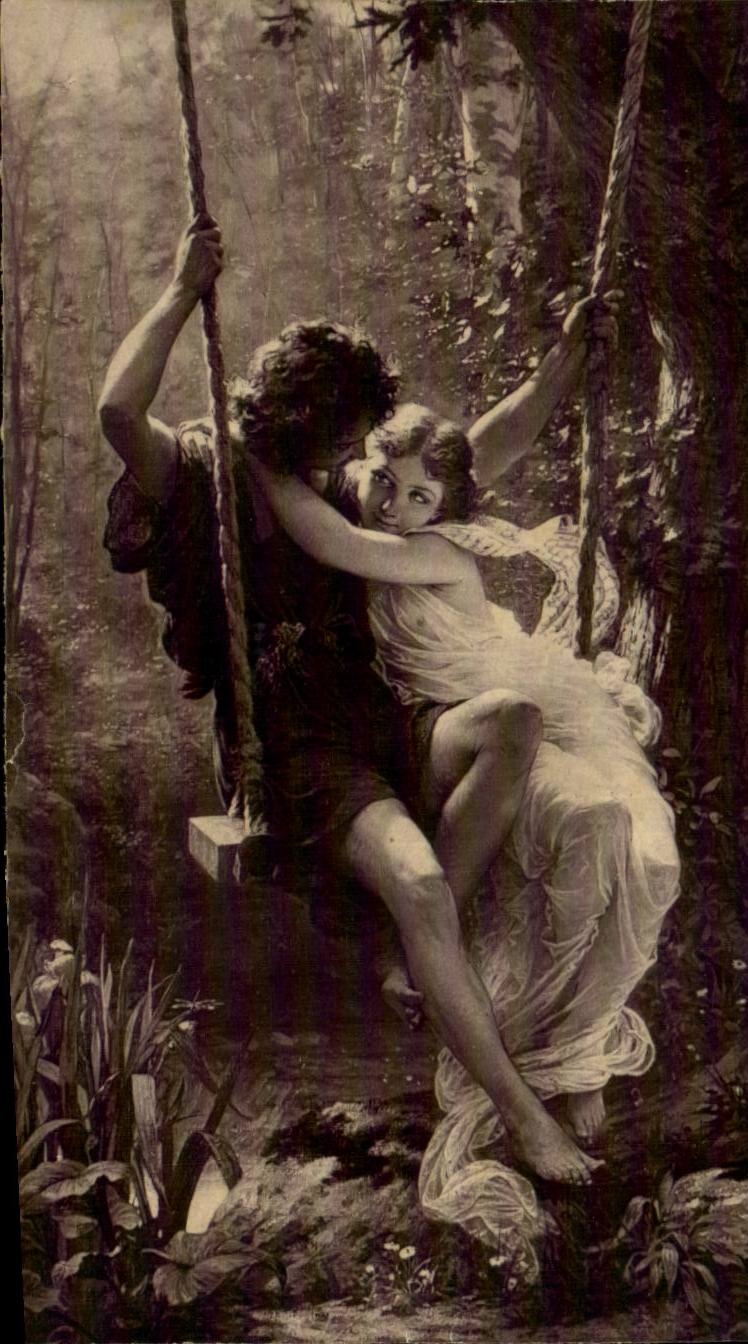 Amour dans la forêt — scène romantique — éditeur inconnu