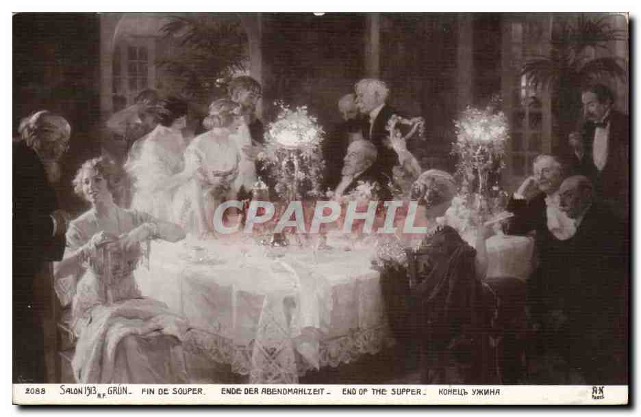 CPA Fantaisie SAlon 1913 Fin de souper