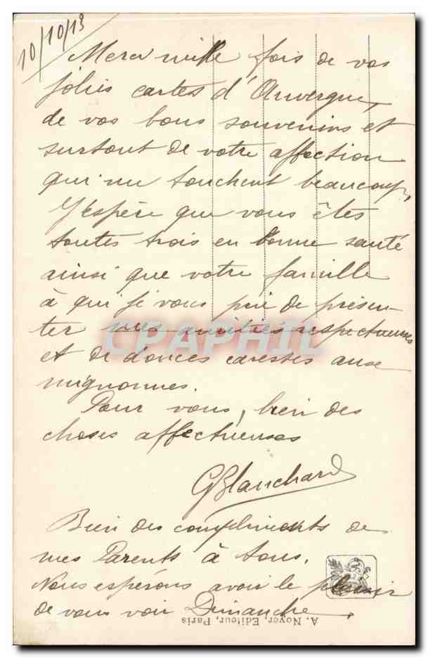 CPA Fantaisie SAlon 1913 Fin de souper — Verso