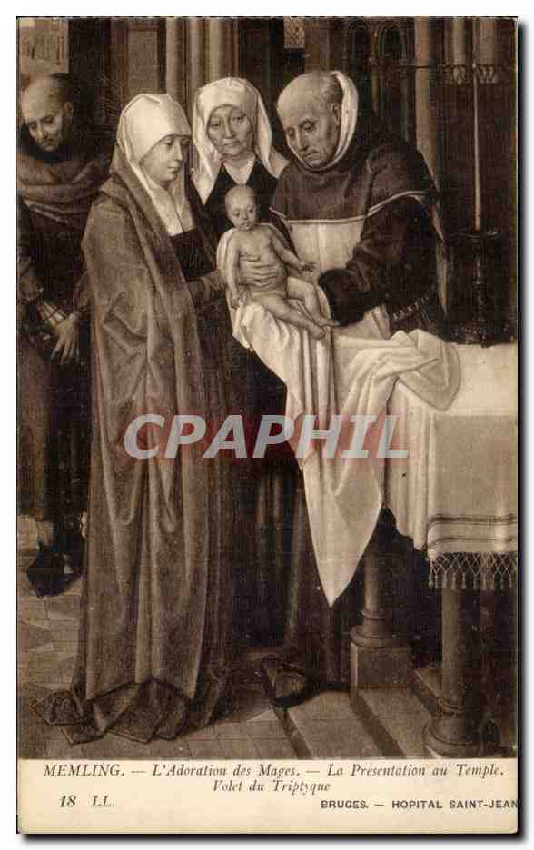 CPA Memling Adoration des mages Presentation au temple Volet du tryptique