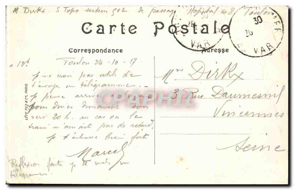 Toulon CPA Vue generale Vue de la tour carre — Verso
