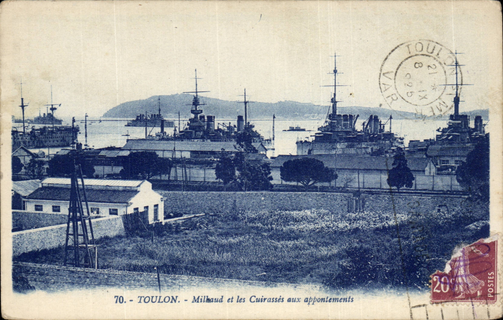 Toulon — Milhaud et les cuirassés aux appontements — G. Arnaud, Nantes