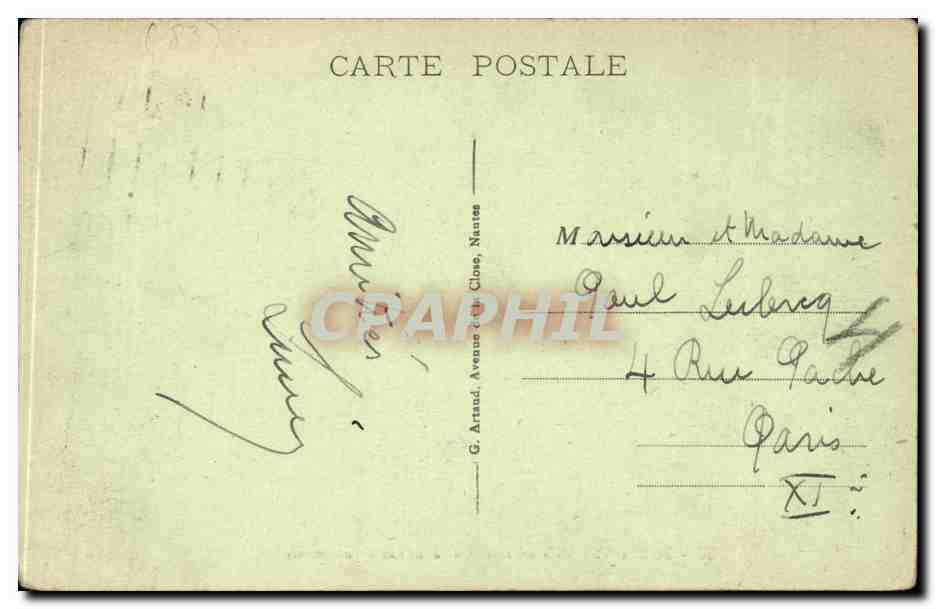 Toulon — Milhaud et les cuirassés aux appontements — G. Arnaud, Nantes — Verso