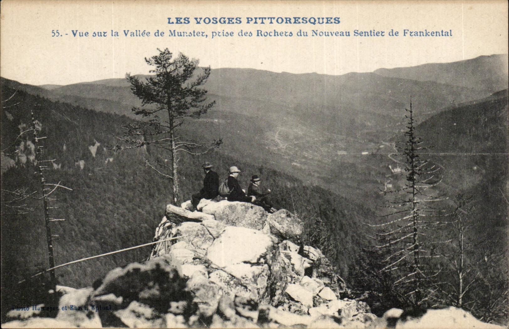 Les Vosges pittoresques — Vue sur la Vallée de Munster, prise des Rochets du Nouveau Sentier de Frankental — Photo Hommeyer et Ehm à Epinal, n°55