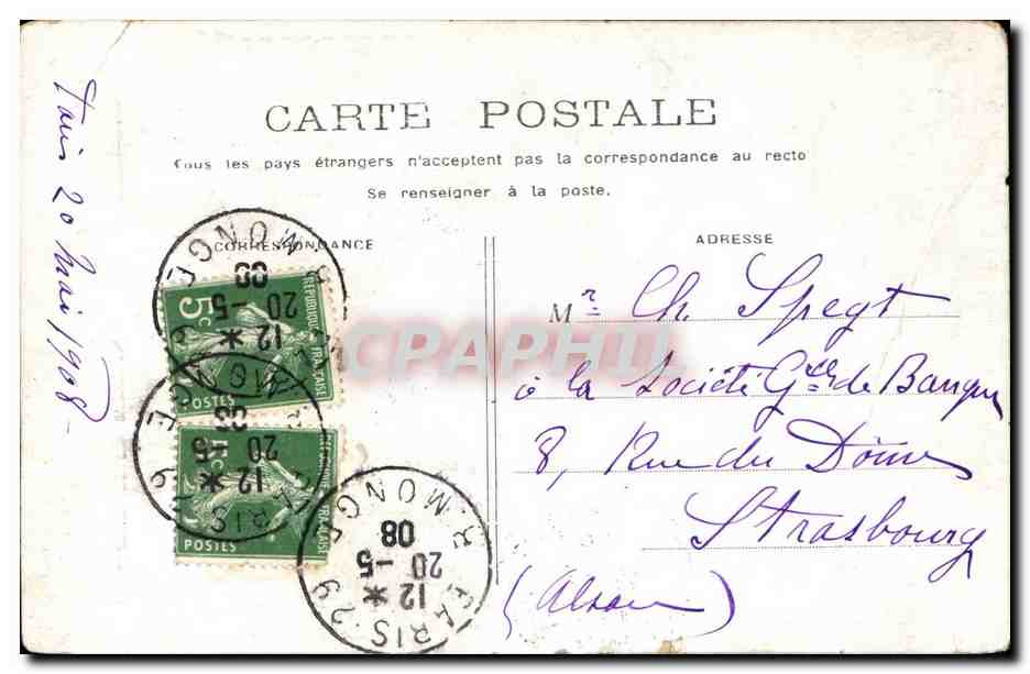 Paris CPA Ministere de la guerre — Rückseite