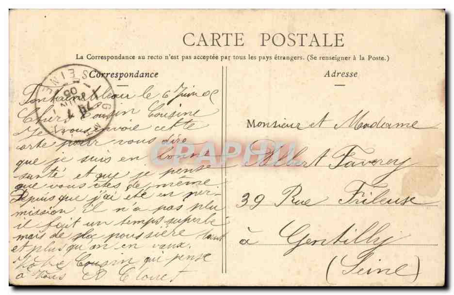 CPA Fantaisie Folklore Idylle sans parole  — Verso