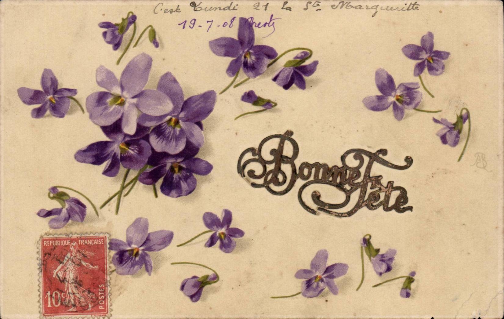 CPA Fantaisie Fleurs Bonne fete