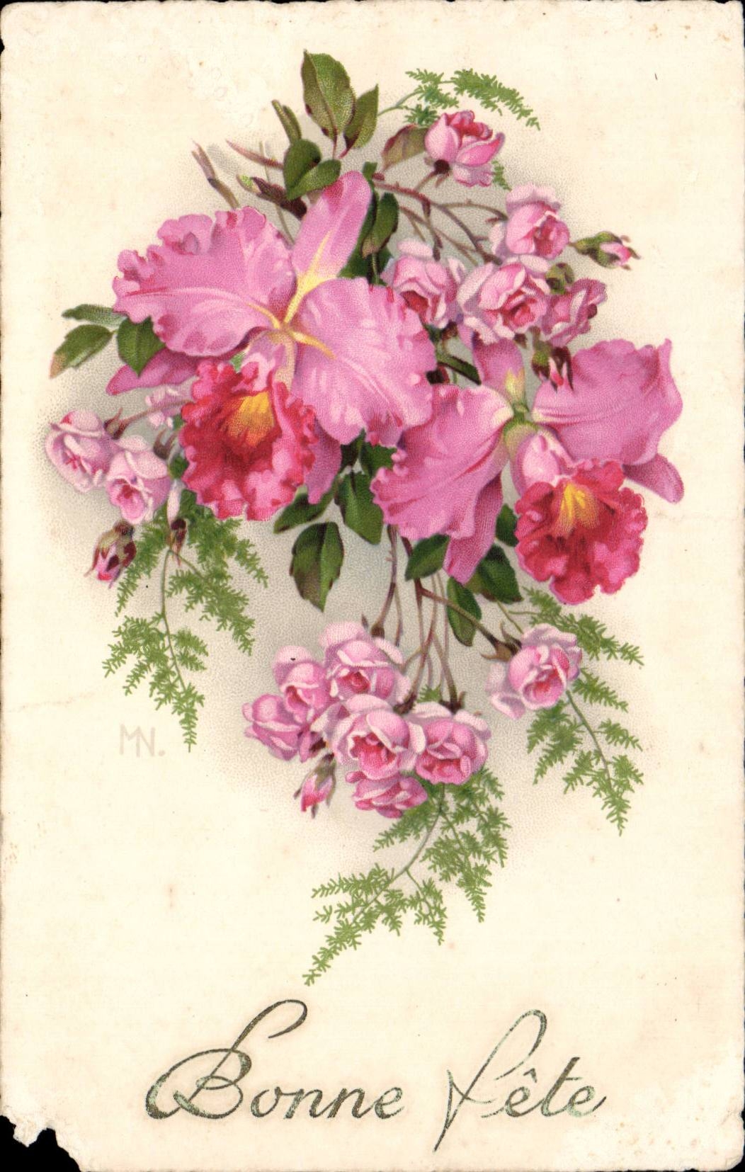 CPA Fantaisie Fleurs Bonnefete