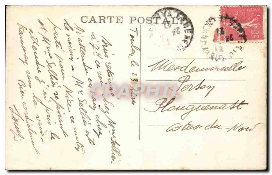 CPA Toulon Vue generale de la rade bateau cuirasse  — Rückseite