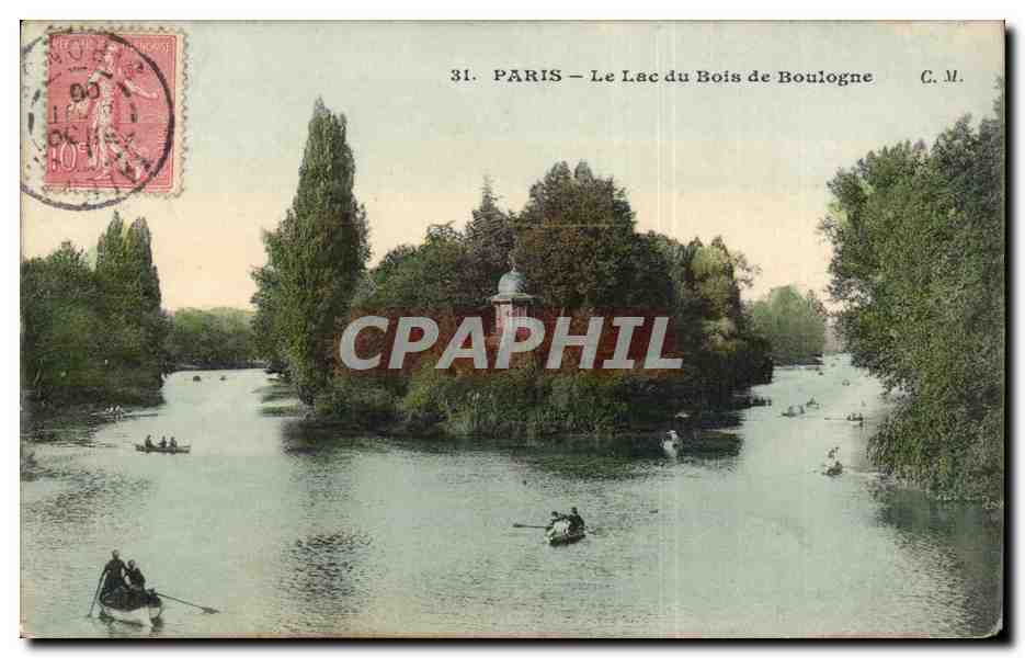 Paris CPA Le lac du Bois de Boulogne