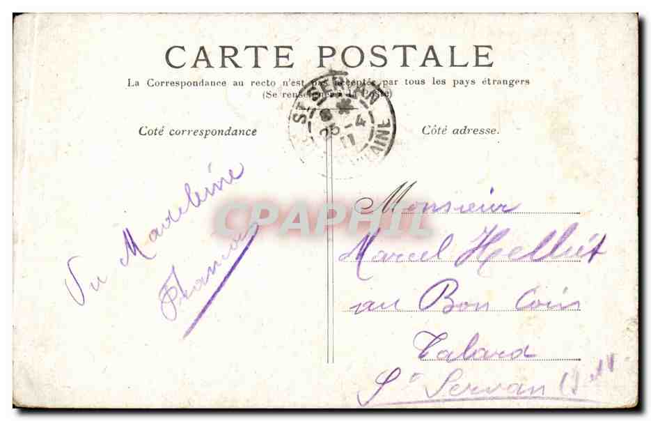 Paris CPA La Madeleine — Verso