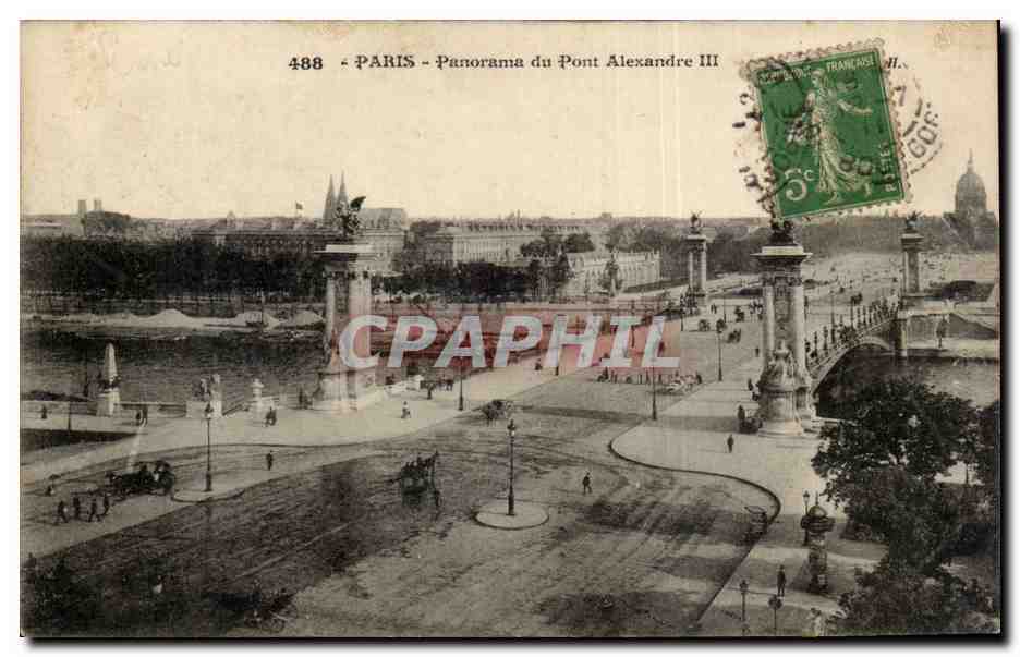 Paris CPA panorama du pont Alexandre III