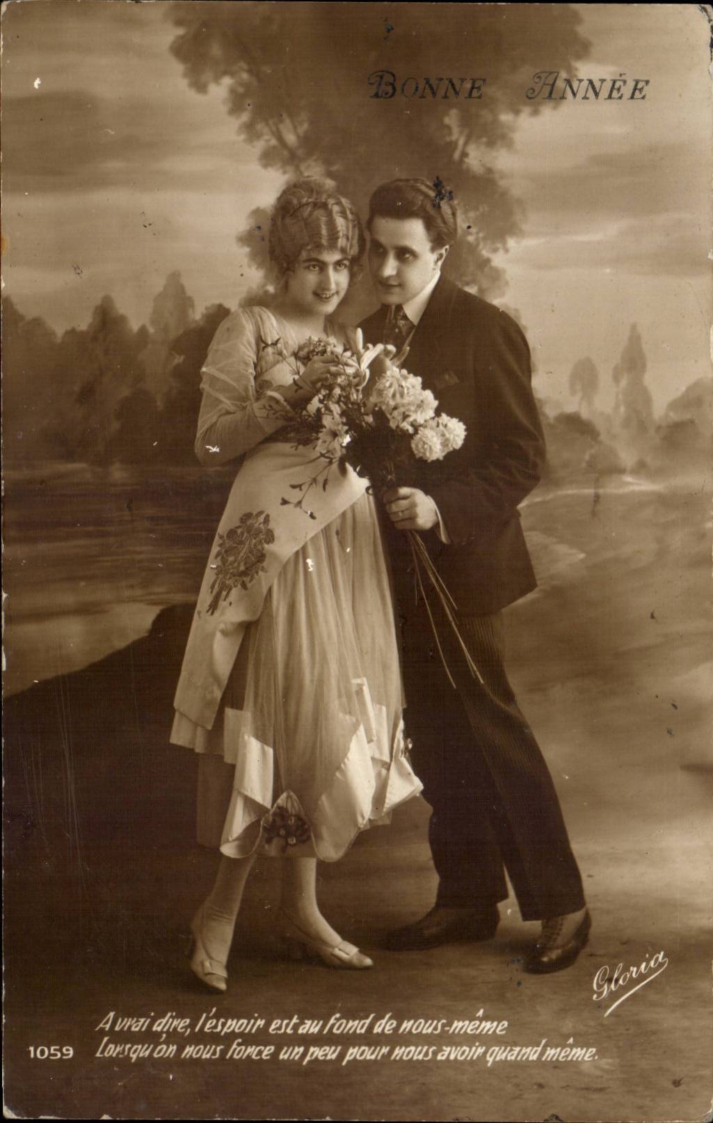 Couple en tenue de soirée — Bonne Année — Gloria, n° 1059