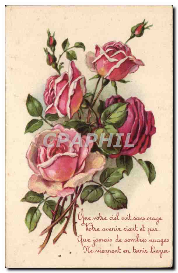 CPA Fantaisie Fleurs Roses