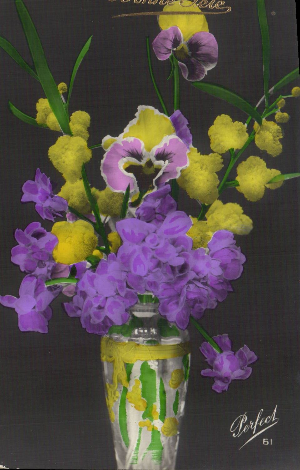 CPA Fantaisie Fleurs Bonne fete
