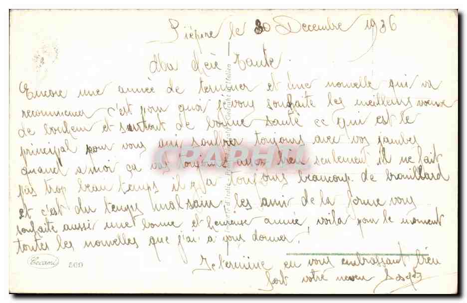 CPA Fantaisie Fleurs Bonne annee — Rückseite