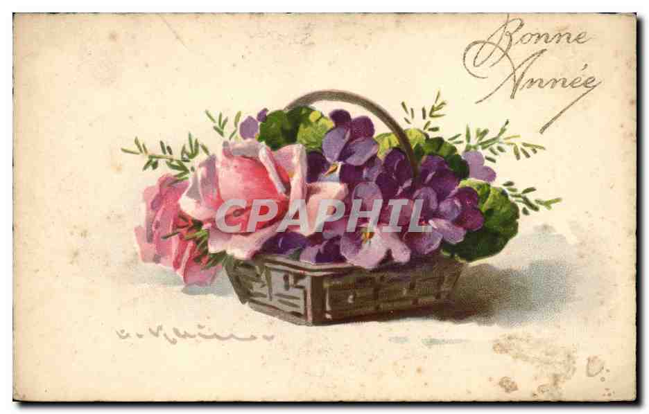 CPA Fantaisie Fleurs Bonne annee