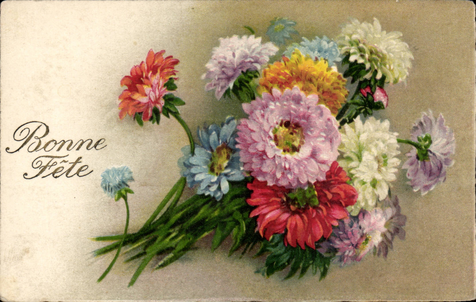 CPA Fantaisie Fleurs Bonne fete