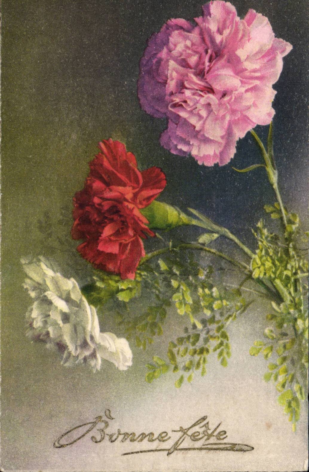 CPA Fantaisie Fleurs Bonne fete Roses