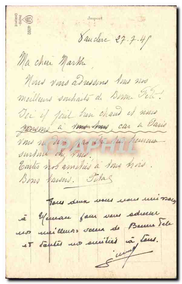 CPA Fantaisie Fleurs Bonne fete Roses — Verso